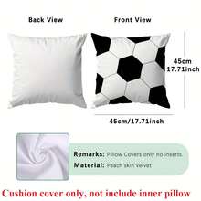 1pc Football Theme Throw Pillow Cover, 17.7x17.7 Inches - Soft Peach Velvet Polyester, Zippered, Machine Washable, Suitable For Home And Office Decor, No Pillow Insert