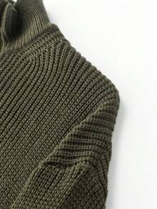 LOOKUN Men's Winter Clothing, Casual Loose Minimalist Solid Color Retro American Style Zip-Up Polo Collar Sweater, Versatile For Daily Wear And Outdoor Commute - Dark Green - View 5