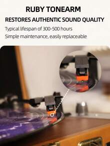 Tourne-disque vinyle trois vitesses portable sans fil avec haut-parleurs intégrés, tourne-disque à entraînement par courroie prenant en charge la connectivité sans fil/USB/carte SD, sortie RCA/entrée AUX/prise casque pour profiter d'une qualité sonore vintage (marron rétro)