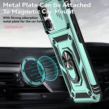 Military Industry Anti-Fall 360° Rotating Ring Holder Shockproof Phone Case With Lens Protection Compatible With Apple 11/12/13/14/15/16 Pro Max, Galaxy S22/23/24/25+ Ultra, A04/A05/A14/A15/A24/A25/A34/A54/A56/A36/A26 - Green - View 5