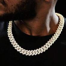 1pc Hip-Hop Style Jewelry Cuban Chain, Exaggerated Rap Geometric Full Diamond Inlaid Accessories, Men's And Women's Necklaces, A Gift For Boyfriends - Bạc - Xem 2
