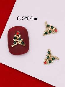 5个金属圣诞树钉装饰品 圣诞美甲DIY用品 美甲 - 彩色 - 查看 8