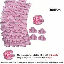 300 片预制缎带玫瑰花瓣半成品，适用于永生玫瑰 DIY 永久花束，永生花艺，玫瑰花瓣缎带花瓣，适用于结婚周年纪念日生日母亲节 - 粉色 - 查看 13