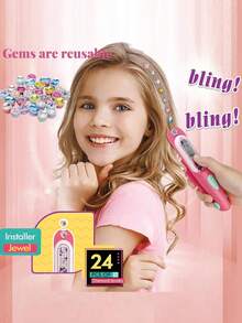 طقم ختم الجواهر للشعر، جواهر شعر لامعة للبنات، أداة تصفيف الشعر مع ألماس لامع قابل لإعادة الاستخدام، هدايا عيد ميلاد للبنات