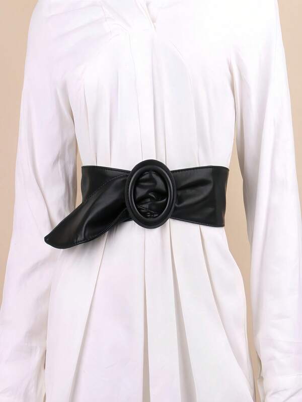 1 pièce Nouvelle ceinture simple pour femme, ceinture de taille en cuir polyvalente et à la mode avec boucle, ceinture décorative pour les robes