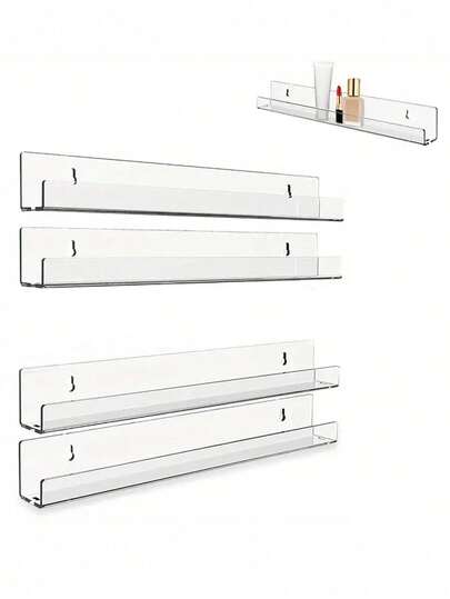 2/3/4 piezas Estantería de pared de acrílico transparente montada en la pared, soporte para discos, estantería para álbumes de CD y exhibición de LP para coleccionistas de discos, organizador de decoración del hogar para sala de estar y estantería de almacenamiento para el baño