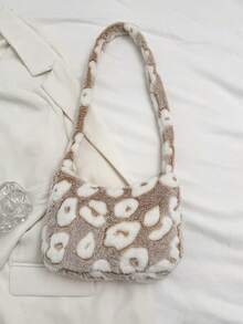 Women's Leopard Print Plush Fashionable Luxury Lightweight Shoulder Bag - Khaki - View 4