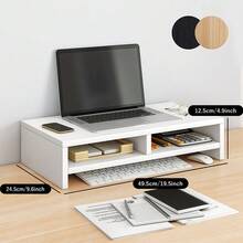 モニター台 パソコン台 組立簡単 滑り止め 2段収納 「人間工学デザイン！姿勢改善」幅50cm モニタースタンド 50ⅹ25ⅹ14 耐荷重40kg パソコンラック キーボード収納 PCラック プリンタ台 卓上 収納 工具不要 耐荷重設計 - ブラック - チェックする 5