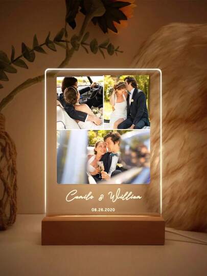 1pc Customized Mother's Day/Family/Couple Photo Collage LED Night Light, Personalized Acrylic Photo & Text Night Lamp, Custom Photo Lamp, Personalized Photo Collage LED Light, Couple Photo Frame, Personalized Photo Collage Gift, Bedroom Night Light, Birthday Gift, Couple Gift, Unique Wedding Anniversary Gift, Graduation Season Gift, Gift For Mother/Wife/Her/Girlfriend/Friend