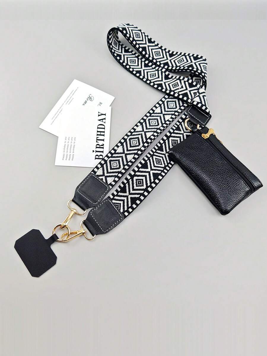 带拉链口袋的手机挂带，新款夹式手机挂带，带钱包斜挎包，斜挎手机绳，带拉链钱包口袋，可调节手机挂带斜挎包 - 彩色 - 查看 1