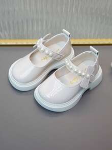 2 件女童皮鞋英伦风婴儿鞋春秋新款公主鞋软底小女孩平底鞋 - 米色 - 查看 2