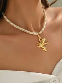 1 Stück modischer, einzigartiger, minimalistischer Nischen-Design Frosch-Seil-Halskette, geeignet für den täglichen Gebrauch von Frauen