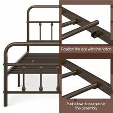 Butterslay Vintage Industrial Metal Platform Bed Frame - 12 Iron Slats Support, 12.6'' Underbed Storage & High Headboard/Footboard, No Box Spring Needed, Twin/Queen/King/Full - Đồng - Xem 6