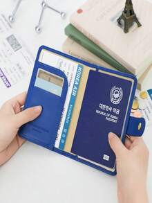 护照夹、身份证旅行套、护照夹、带有金属飞机印花和字母的护照夹钱包 - 彩色 - 查看 3
