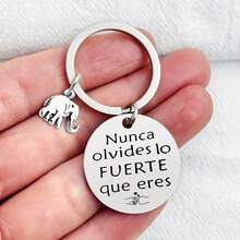 1个励志大象不锈钢钥匙扣，适合男士，可装饰汽车和背包，万圣节汽车配件，可爱哥特式Y2K风格