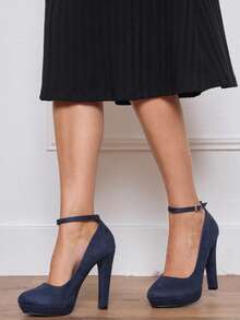Women Pump Simple Fashionable Daily Casual Practical Stylish High Heels - Blue - View 3