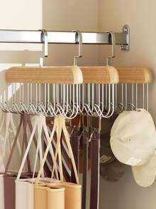 1PC Multi-Functional Wooden Coat Hooks, Coat Rack, Closet Organizer, 8 Hooks, 360 Degree Rotating Angle, Space Saving Bra Hook, Storage For Hanging Clothes Like Tops, Underwear, Bras, Breastplates, Hats, Ties, Strap,Vest,Etc.Traceless Clothes Drying Rack,Spring,Minimalist,Summer Tops - Multicolor - View 1