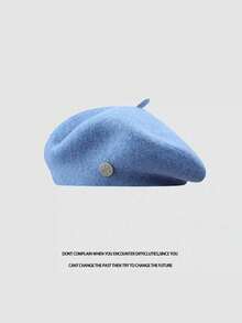 1件韩版ins百搭贝雷帽复古柔软透气弹力八角贝雷帽轻便女士帽子秋冬文艺画家帽纯色粗花呢花蕾帽女