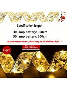 300/500cm Luces de cinta dorada para árbol de Navidad - Luz cálida transparente con remolino, decoración interior para fiesta de Navidad, adorno navideño (Baterías no incluidas) Decoración navideña XMAS Decoración del árbol de Navidad Regalo de decoración Decoración de Acción de Gracias Boda Decoración del hogar Decoración de otoño Decoración de otoño Decoraciones de cumpleaños para regalos Suministros para fiestas Interior Exterior Jardín Decoración de festividades Decoración de Halloween Decoración de pared Adornos de Halloween