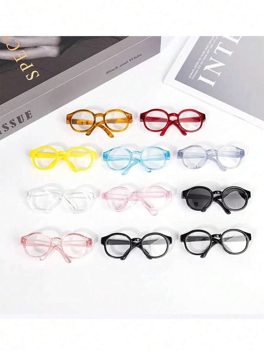1pc (Accessories Only) 17cm Summer Multifunctional Fashion Glasses, Colorful Transparent Glasses, Doll Decoration - Multicolor - View 1