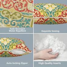 Outdoor/Indoor Throw Pillows, 18x18 Square Pillows With Inserts Bed, Couch, Sofa & Patio Furniture (Set Of 2, Monstera Blue), Decorative Pillows - 幾何橙色 - 查看 4
