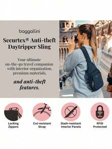 Baggallini Anti-Theft Daytripper Sling 7x12 Crossbody Travel  Bag/Securtex Locking Zippers, Slash-Resistant & RFID - Rượu Portobello - Xem 7
