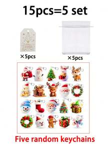 120/60/30/15-Piece Christmas Keychain Set, With Christmas Tree/Elk/Wreath/Santa Claus/Gingerbread Man Designs, Acrylic Material, Bag Pendant, Holiday Party Gift Set, Desktop Decoration, Souvenir Set, Suitable For Christmas Gifts, Holiday Decorations, And Gifts For Friends And Family