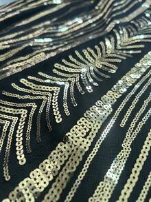 Romagic Đầm dạ hội đính kim sa vàng, cổ đứng, chất liệu chiffon, kiểu dáng trang nhã và thanh lịch theo phong cách Trung Đông dành cho phụ nữ. - Vàng - Xem 8