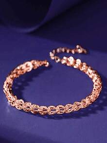 1pc 925 Sterling Silver Phoenix Tail Chain Bracelet, Minimalist & Fashionable, Suitable For Women's Daily Wear, Valentine's Day Gift - Rose Gold - View 2