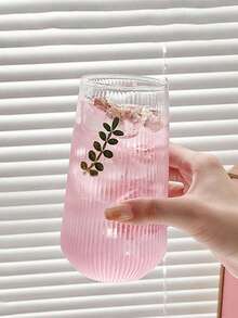 高品质 16.91 盎司条纹玻璃杯，适用于冰咖啡、茶和果汁 - 可重复使用，咖啡杯，圣诞装饰，圣诞礼物