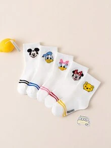 Disney 10/5 Đôi tất trẻ em họa tiết Mickey Minnie dễ thương, tất dài đến bắp chân cho bé gái, tất hoạt hình Hàn Quốc cho bé trai mùa xuân/thu, tất trẻ sơ sinh, tất - Nhiều màu - Xem 10