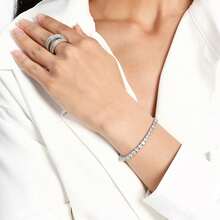 MDFUN 2-częściowa klasyczna bransoletka tenisowa z 14-karatowego białego złota z cyrkoniami sześciennymi o średnicy 3 mm, unisex | Rozmiar 15-20 cm - Biały*2 - Zobacz 8