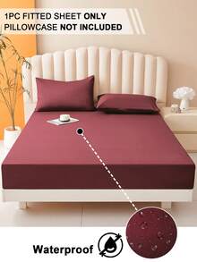 1 buc Cearșaf impermeabil de culoare solidă, Set de cearșafuri de pat, husă de saltea prietenoasă cu pielea, Cearșaf de pat moale și confortabil pentru pat, Protecție de saltea, Cuvertură de pat pentru dormitor, Husă de saltea pentru un somn confortabil, Potrivit pentru toate anotimpurile