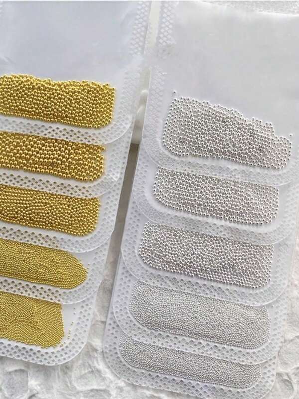 专业鱼子酱指甲珠，0.4-1.0mm 微型不锈钢球钉，用于美甲，银色和金色镀铬装饰，用于 DIY 美甲，沙龙品质 3D 珠宝用品