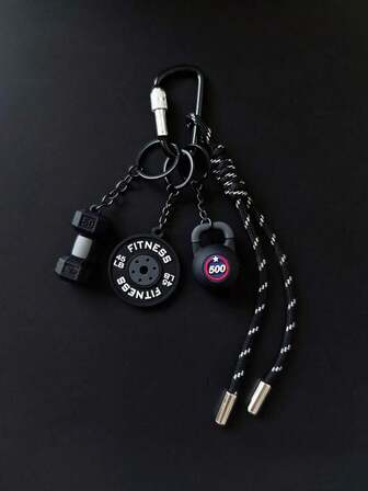 1个健身系列钥匙扣，彩色手工绳钥匙圈，新款时尚包包挂件，哑铃造型钥匙扣，包包配饰，圣诞礼物，车饰挂件，送给老师、朋友、姐妹的礼物创意