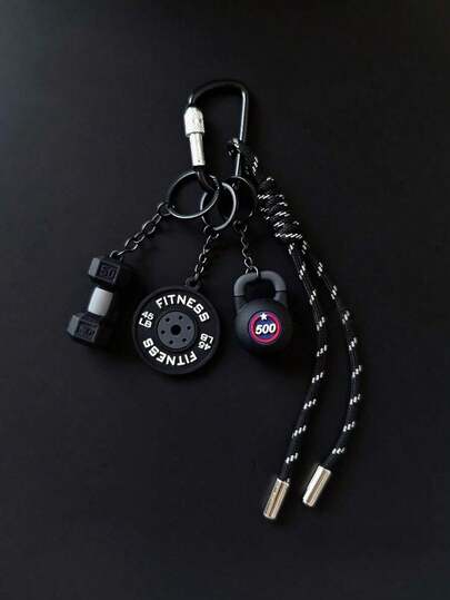 1pc Fitness Series Keychain, Colorful Handmade Rope Keyring, New Fashion Bag Pendant, Dumbbell Shaped Keychain, Bag Accessory Christmas Gift Bag Charms Car Teacher Friend Sister Gift Ideas