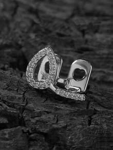 1pc Hollow Water Drop Shaped Zirconia Inlaid Copper Tooth Grillz, Hip Hop Side Tooth Jewelry Suitable For Men And Women - Multicolor - View 5