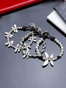 1 Pc Minimalist Stylish Street-Style Y2K Asymmetrical Multi-Layered Beaded Bracelet - Suitable For Men & Women's Everyday Wear, Festive Occasions Birthday Gifts