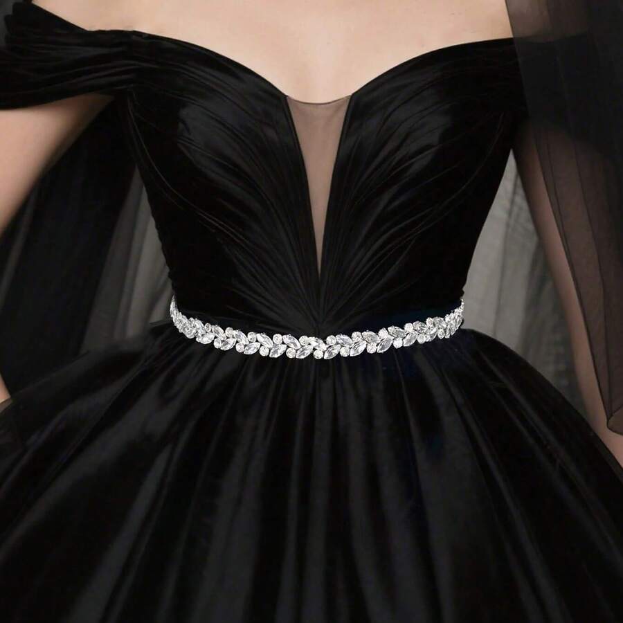 1件装女士水钻婚纱腰带，新娘腰链，婚礼仪式配饰 - 米色絲帶 - 查看 1