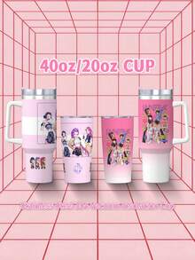 1 Stück 40oz/20oz Edelstahl Isolierbecher, Großer Fassungsraum auslaufsicher mit Strohhalm, geeignet für kalte & heiße Getränke - perfektes Geschenk für Kpop-Fans, ideal für Reisen, Büro, Auto, Zuhause - wiederverwendbarer tragbarer Getränkebehälter mit hochwertigem bedrucktem Dämonenanimationsdesign