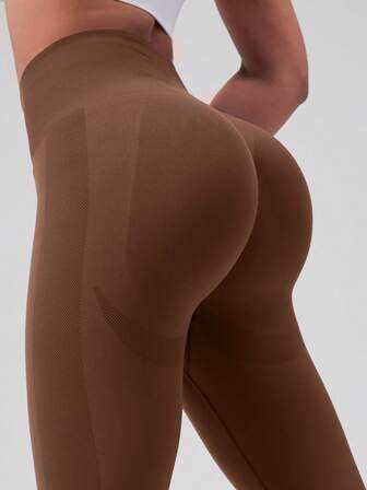 1pc High Waist Thick Yoga Pants With Pockets, Women's, Tummy Control, 4-Way Stretch, Suitable For Workout And Running