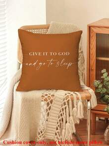 1PC Give It To God And Go To Sleep Words Pattern Pillows Covers,Throw Pillow Covers For Bed,Decorative Bed Pillowcase For Bedroom Room Without Core,Single Side Print,(No Inner Pillow) - Black - View 7
