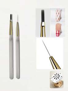 5/3/2 件套美甲刷检查器、指甲线刷、三角形美甲刷（适用于法式线条、网状、花朵、蝴蝶、三角形绘画）、18 毫米细线绘画刷、UV 凝胶 DIY 美甲工具 - 彩色 - 查看 15