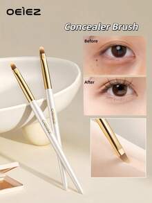 OEIEZ Brocha de corrector para debajo de los ojos, mini brocha plana angulada tipo kabuki para contornear la nariz, para cubrir, mezclar, fijar y difuminar con polvos, líquidos y cremas. Brochas de maquillaje profesionales pequeñas para base, corrector, colorete, contorno, bronceador y polvos. - Multicolor - Ver 5