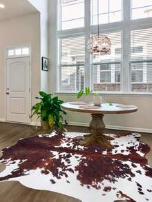 1pc Luxury Faux Leather Rug, Western Cow Print Design, Short Pile Faux Leather Rug For Autumn/Winter, Decorative Rug, Bedroom Decor, Small Rug, Rug, Home Decor, Living Room Rug, Small Living Room Rug, Bedroom Rug, Living Room Home Decor, Outdoor Rug, Washable Rug - Multicolor - View 6