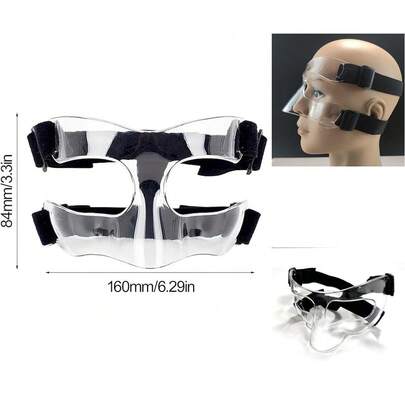 Careta Protectora Facial Ajustable de Plástico Transparente para Baloncesto y Softball - Adecuada para Todas las Edades