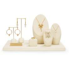 WOODTEN 珠宝展示架，人颈形耳环、戒指、项链展示架，装饰品展示架，展示柜道具，奢华珠宝展示架返校 - 米色 - 查看 10