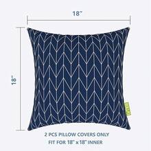 Outdoor/Indoor Throw Pillows, 18x18 Square Pillows With Inserts Bed, Couch, Sofa & Patio Furniture (Set Of 2, Monstera Blue), Decorative Pillows - 人字形海軍藍 - 查看 3