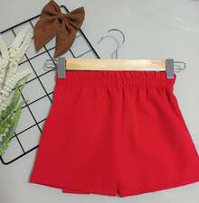 Shorts Saia Alfaiataria Lacinho Meninas - Vermelho - Visão 3