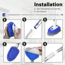 58-Inch Long Handle Tub & Tile Scrubber – 3-In-1 Extendable Cleaning Brush For Bathroom, Kitchen, Toilet, Wall, Sink – Non-Scratch Surface  (Includes 3 Handles) - Default - View 6